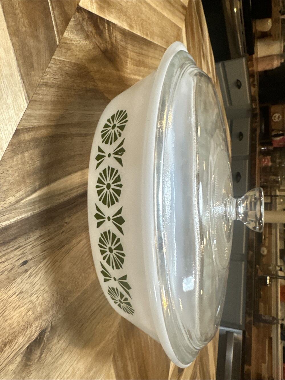 Green Daisies Glasbake Oval Casserole Dish With Lid 1 Quart